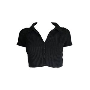 goth ribbed crop top